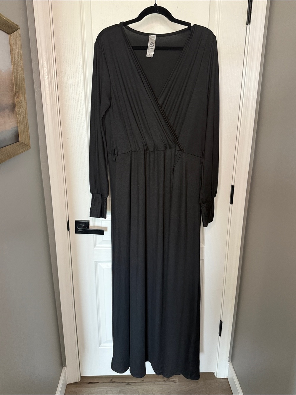 Go Couture Black Surplice Long Sleeve Maxi Dress